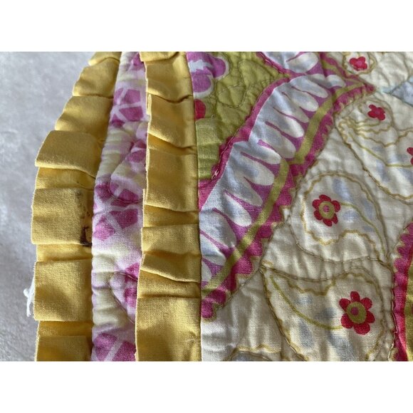 Dena Home Twin Quilt & 2 Shams Pink, Aqua, Yellow & Green Casablanca Moroccan - Picture 3 of 16